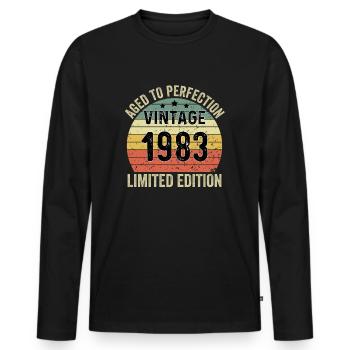 Aged To Perfection Vintage 1983 Limited Edition - Men's Premium Organic Long Sleeve Shirt - black - Front - Nico (187cm)
