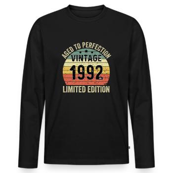 Vieilli à la perfection Vintage 1992 Edition Limitée - T-shirt manches longues Premium bio Homme - noir - Devant - Nico (187cm)