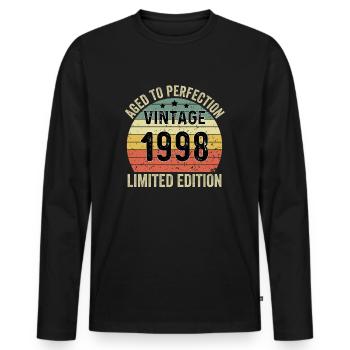 Aged To Perfection Vintage 1998 Limited Edition - Men's Premium Organic Long Sleeve Shirt - black - Front - Nico (187cm)