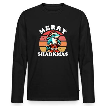 Merry Sharkmas - Noël - T-shirt manches longues Premium bio Homme - noir - Devant - Nico (187cm)