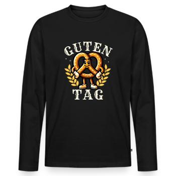Hello Pretzel - Men's Premium Organic Long Sleeve Shirt - black - Front - Nico (187cm)