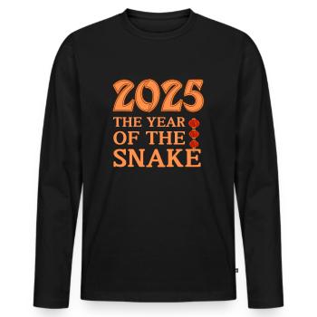 The Year Of The Snake 2025 - Chinese Year - Men's Premium Organic Long Sleeve Shirt - black - Front - Nico (187cm)