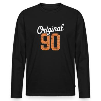 Original 90 - 35 ans Anniversaire - T-shirt manches longues Premium bio Homme - noir - Devant - Nico (187cm)