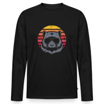 Wombat avec lunettes de soleil - Rétro Vintage Sunset - T-shirt manches longues Premium bio Homme - noir - Devant - Nico (187cm)
