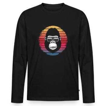 Gorille avec lunettes de soleil - Rétro Vintage Sunset - T-shirt manches longues Premium bio Homme - noir - Devant - Nico (187cm)