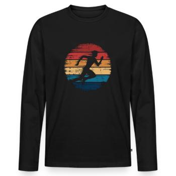 Runner Silhouette - Retro Vintage Sunset - Men's Premium Organic Long Sleeve Shirt - black - Front - Nico (187cm)