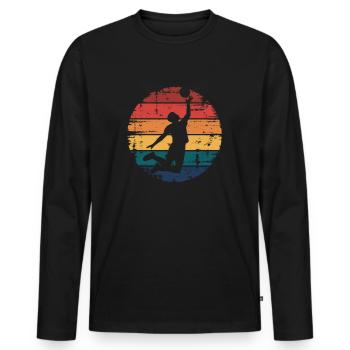 Silhouette de volley-ball - Rétro Vintage Sunset - T-shirt manches longues Premium bio Homme - noir - Devant - Nico (187cm)
