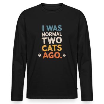 J’étais normal il y a deux chats - T-shirt manches longues Premium bio Homme - noir - Devant - Nico (187cm)