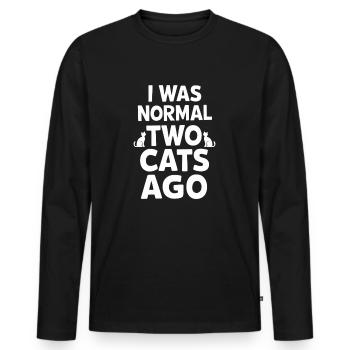 J’étais normal il y a deux chats - T-shirt manches longues Premium bio Homme - noir - Devant - Nico (187cm)