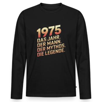 1975 L’année L’homme Le mythe La légende - T-shirt manches longues Premium bio Homme - noir - Devant - Nico (187cm)