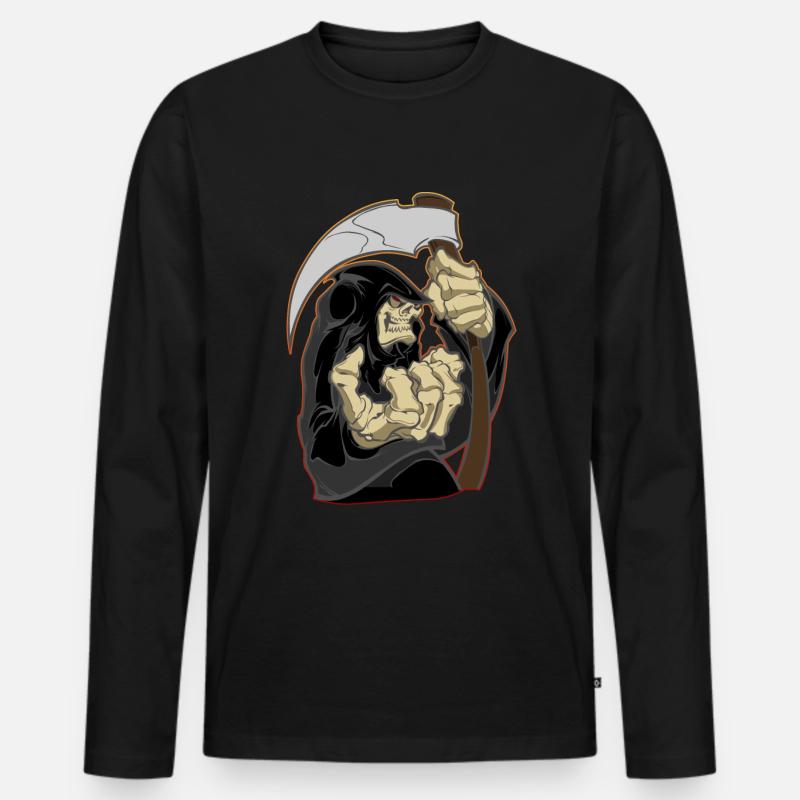 Der Sensenmann - The Reaper - Männer Premium Bio Langarmshirt - Schwarz