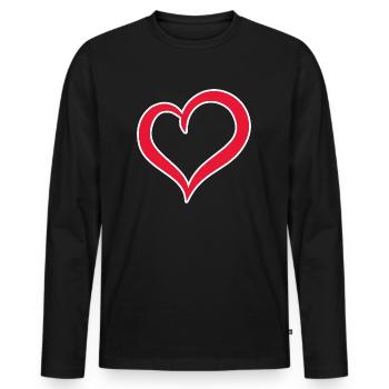 Heart red with white border - Men's Premium Organic Long Sleeve Shirt - black - Front - Nico (187cm)