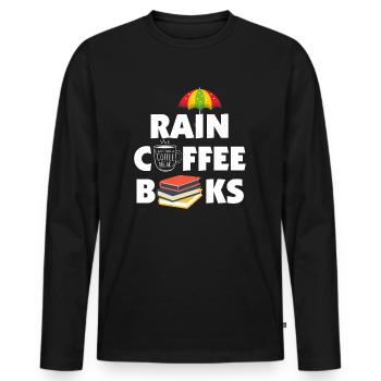 Livres de café de pluie - T-shirt manches longues Premium bio Homme - noir - Devant - Nico (187cm)