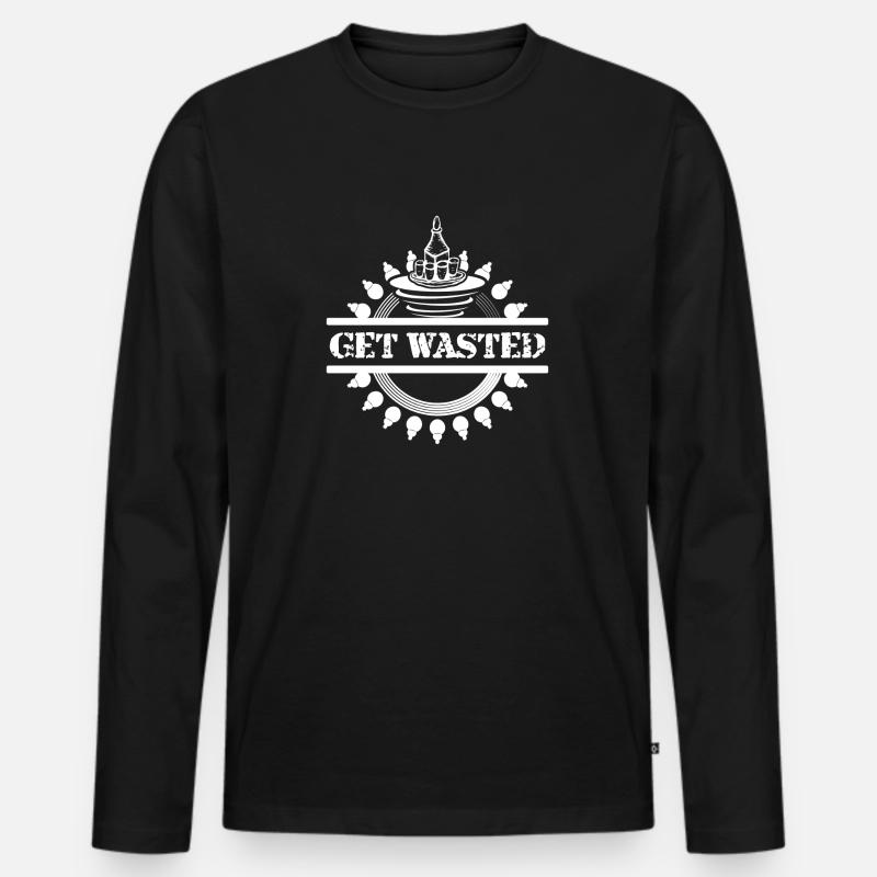 get drunk - Männer Premium Bio Langarmshirt - Schwarz