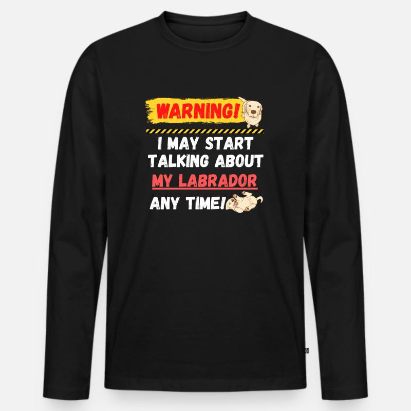 Warning Labrador - Männer Premium Bio Langarmshirt - Schwarz