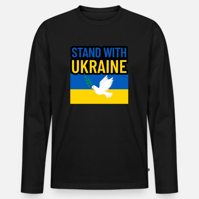 Stand with Ukraine - Männer Premium Bio Langarmshirt - Schwarz
