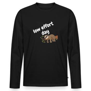 low effort day - Men's Premium Organic Long Sleeve Shirt - black - Front - Nico (187cm)