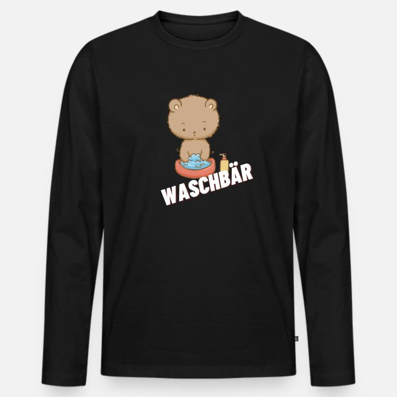 Waschbär - Männer Premium Bio Langarmshirt - Schwarz