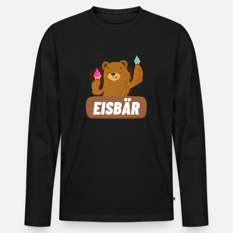 Eisbär - Männer Premium Bio Langarmshirt - Schwarz