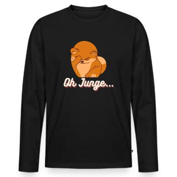 Oh Junge - Männer Premium Bio Langarmshirt - Schwarz - Vorne - Nico (187cm)
