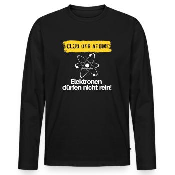 Club of Atoms - Men's Premium Organic Long Sleeve Shirt - black - Front - Nico (187cm)