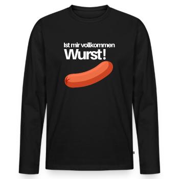 ist mir wurst - Männer Premium Bio Langarmshirt - Schwarz - Vorne - Nico (187cm)