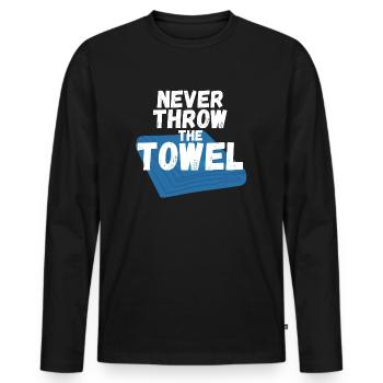 Never throw the Towel - Men's Premium Organic Long Sleeve Shirt - black - Front - Nico (187cm)