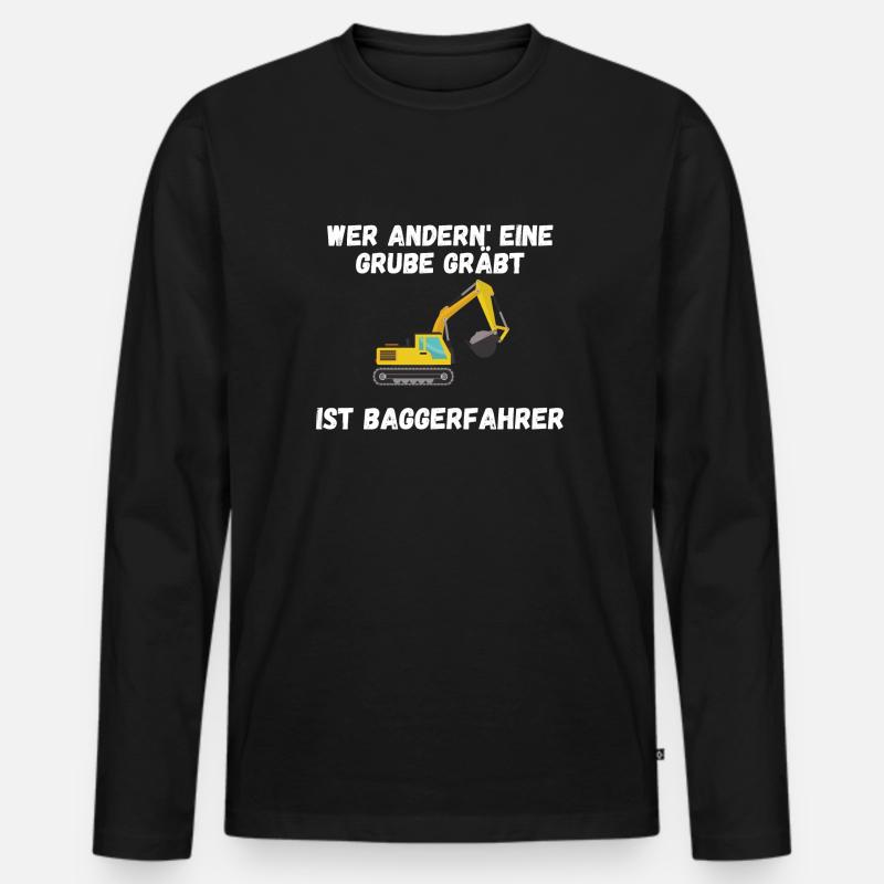Baggerfahrer - Männer Premium Bio Langarmshirt - Schwarz