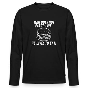 Manger - T-shirt manches longues Premium bio Homme - noir - Devant - Nico (187cm)