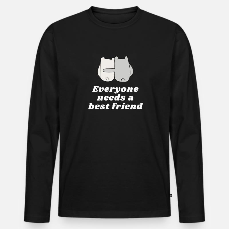 Everyone needs a best friend - Männer Premium Bio Langarmshirt - Schwarz