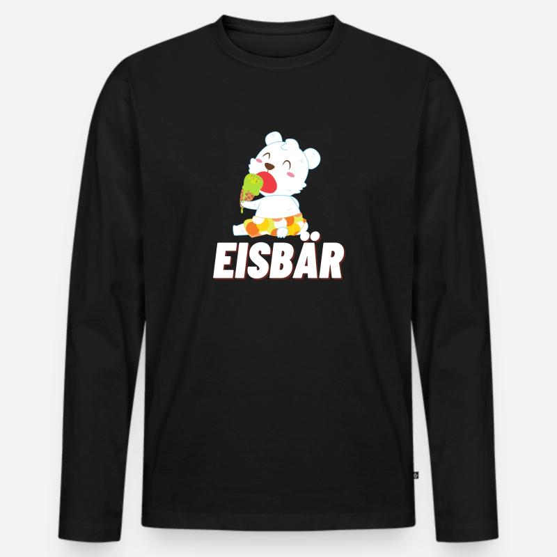 Eisbär - Männer Premium Bio Langarmshirt - Schwarz