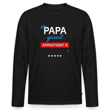 CE PAPA GENIAL APPARTIENT A - T-shirt manches longues Premium bio Homme - noir - Devant - Nico (187cm)