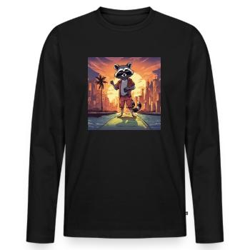 Raton laveur épique IV - T-shirt manches longues Premium bio Homme - noir - Devant - Nico (187cm)