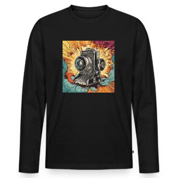 Retro Revival: caméra analogique et colorée - T-shirt manches longues Premium bio Homme - noir - Devant - Nico (187cm)