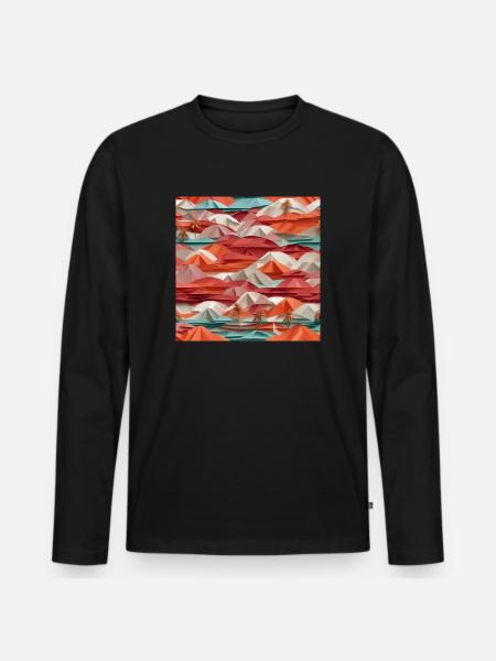 Origami Beach - Men's Premium Organic Long Sleeve Shirt - black