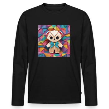 Kunterbunter Origami Teddy - Männer Premium Bio Langarmshirt - Schwarz - Vorne - Nico (187cm)