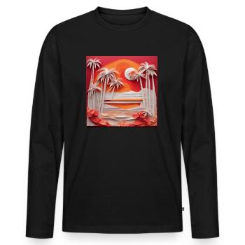 Origami Beach - Men's Premium Organic Long Sleeve Shirt - black - Front - Nico (187cm)