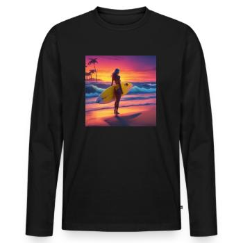 Catchin' Waves in Style - coole Surferin - Männer Premium Bio Langarmshirt - Schwarz - Vorne - Nico (187cm)