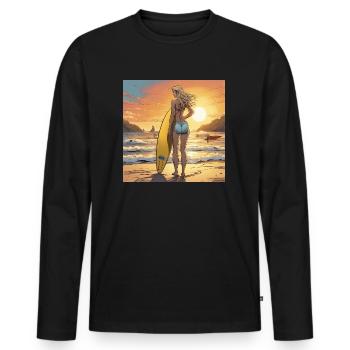 Catchin' Waves in Style - Cool Surfer II - Men's Premium Organic Long Sleeve Shirt - black - Front - Nico (187cm)