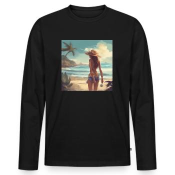 Woman on the Beach Vintage - Men's Premium Organic Long Sleeve Shirt - black - Front - Nico (187cm)