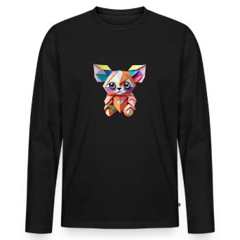 Kunterbunter Origami Teddy - Männer Premium Bio Langarmshirt - Schwarz - Vorne - Nico (187cm)