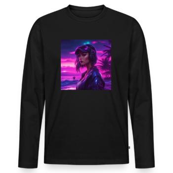 Beach Girl Neo Vintage - Men's Premium Organic Long Sleeve Shirt - black - Front - Nico (187cm)