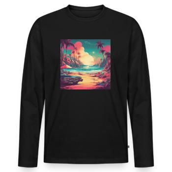 Vintage Beach - Men's Premium Organic Long Sleeve Shirt - black - Front - Nico (187cm)