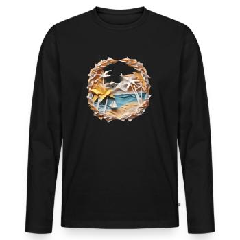 Origami Beach - Men's Premium Organic Long Sleeve Shirt - black - Front - Nico (187cm)