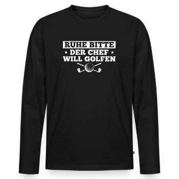 Golf Ruhe Bitte Golfsport Golfer Geschenk - Männer Premium Bio Langarmshirt - Schwarz - Vorne - Nico (187cm)