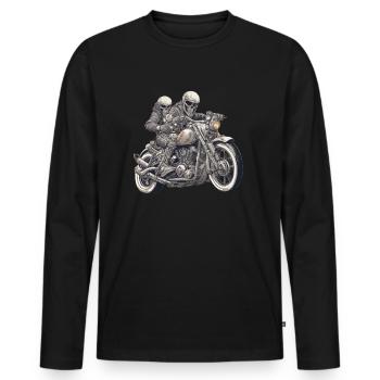 Skeleton Rider - Motard squelette - T-shirt manches longues Premium bio Homme - noir - Devant - Nico (187cm)