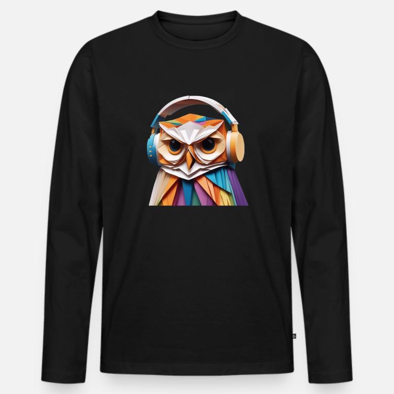 Coole Eule mit Kopfhörer Männer Premium Bio Langarmshirt