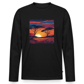 Afrika Steppe und Tiere - Männer Premium Bio Langarmshirt - Schwarz - Vorne - Nico (187cm)
