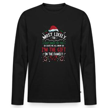 Christmas Saying Funny Humor Witty Xmas - Men's Premium Organic Long Sleeve Shirt - black - Front - Nico (187cm)