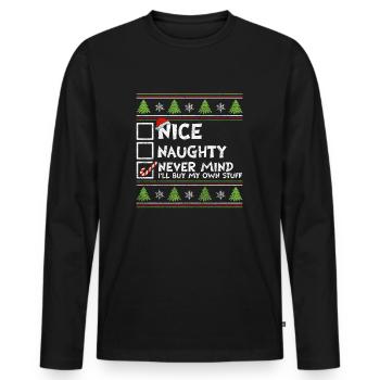 Christmas Xmas Saying Humor Funny Witty - Men's Premium Organic Long Sleeve Shirt - black - Front - Nico (187cm)